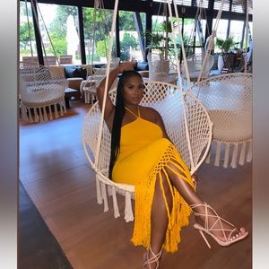 Yellow Fringe Dress Medium (6)